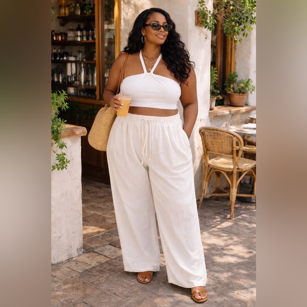 UNIVERSAL THREAD White Wide-Leg Drawstring Pants … - image 1